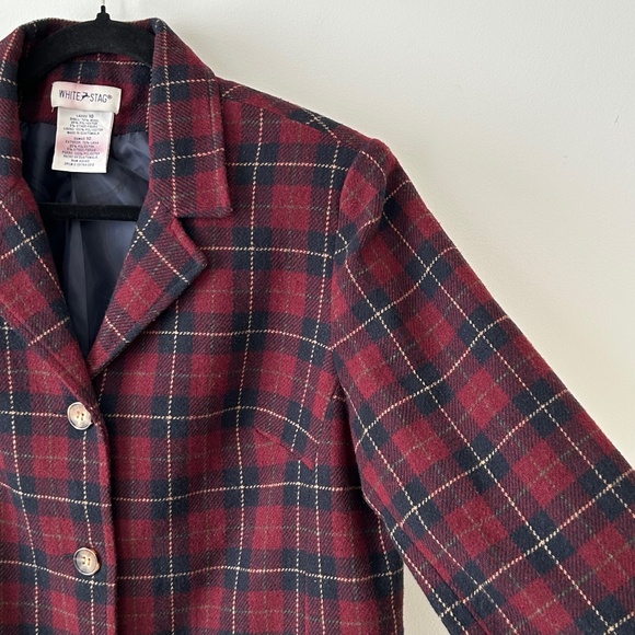 Vintage White Stag Plaid Wool Blazer - Picture 8 of 16